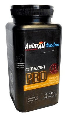 AnimAll VetLine Omega PRO Профілактика нестачі вітамінів для великих порід собак 250 таб х 2 г 1609991085 фото