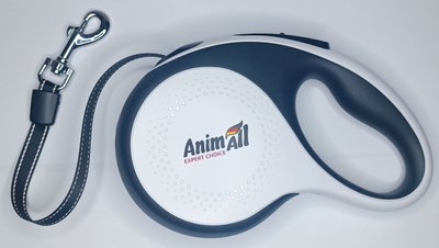 Поводок-рулетка AnimAll с Led-фонариком и USB-зарядкой для собак весом до 25 кг, 5 м, бело-чёрный, Энимал 1696039389 фото