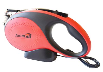 Повідець-рулетка AnimAll з Led-ліхтариком та USB-зарядкою для собак вагою до 50 кг, 5 м, червоно-чорний, Енімал 1988481888 фото