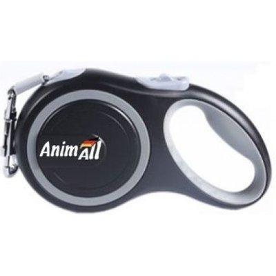 Поводок-рулетка AnimAll для собак вагою до 15 кг, 3 м, S сіро-чорний, Енімал 1371723949 фото