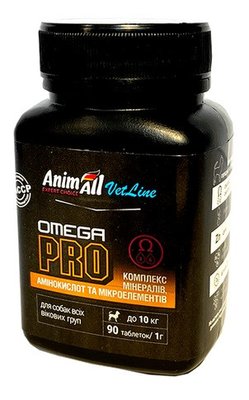 AnimAll VetLine Omega PRO Профілактика брак вітамінів для малих порід собак 90 таб х 1 г 1609984778 фото