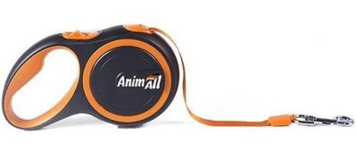 Поводок-рулетка AnimAll для собак вагою до 25 кг, 5 м, M оранжево-чорний, Енімал 1371745574 фото