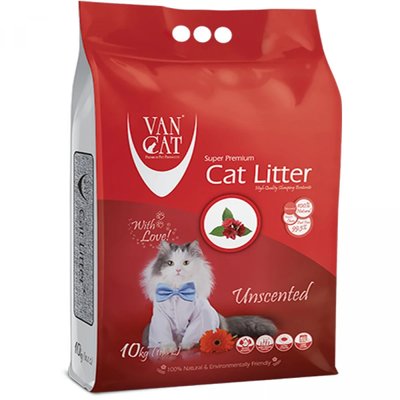 Бентонітовий наповнювач для котів Van Cat Unscented 0.5-2.25 мм, що комкується Класик Натурал без запаху 10кг (4473) 2028726539 фото