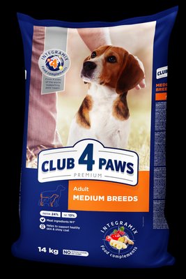 Сухий корм для собак середніх порід 14 кг CLUB 4 PAWS Клуб 4 Лапи 1155187709 фото