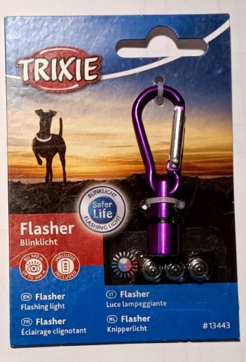 Ліхтарик для нашийника, брелок, що світиться, мигалка для собак і котів Trixie, 2х6 см, фіолетовий 13443 2054327283 фото