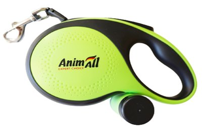 Повідець-рулетка з диспенсером S для собак вагою до 15кг, 3м, зелено-чорна, AnimAll RETRACTABLE MS7016-B Енімал 1988539147 фото