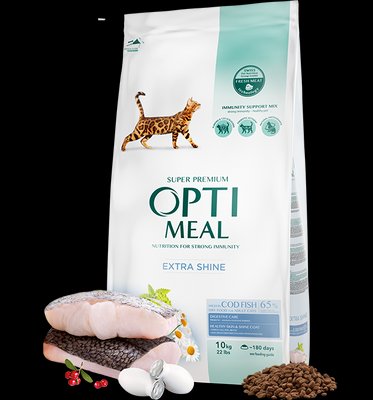 Сухой корм для взрослых кошек с Треской 10 кг OPTIMEAL ОПТИМИЛ 1298283568 фото