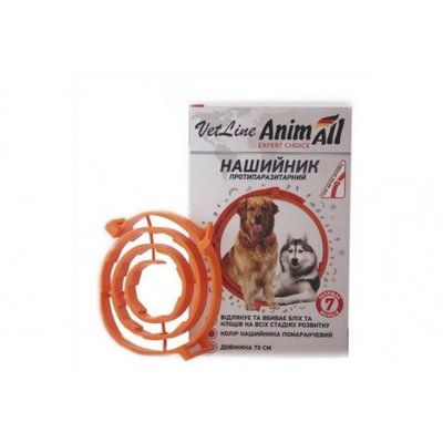 Ошейник противопаразитарный для собак 70 см (действует до 7 мес) AnimAll VetLine оранжевый 1386790528 фото