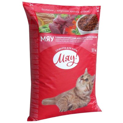 Сухой корм с Карасём для взрослых кошек 11 кг Мяу 1301466201 фото