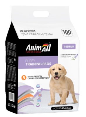 Пелюшки AnimAll Puppy Training Pads для собак та цуценят з ароматом лаванди, 60 х 60 см, 100 штук 1407390524 фото