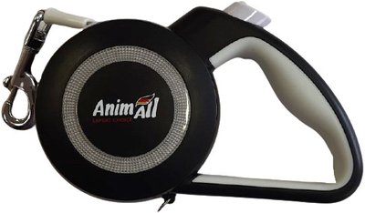 Поводок-рулетка AnimAll Reflector для собак вагою до 15 кг, 3 м, S сіро-чорний, MS7110-3M Енімал 1371926090 фото
