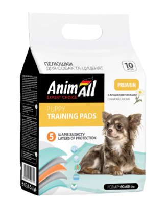 Пелюшки AnimAll Puppy Training Pads для собак та цуценят з ароматом ромашки, 60 х 60 см, 10 штук 1407397400 фото