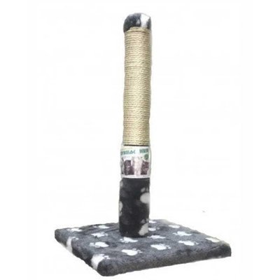 Когтеточка драпак столбик на подставке с помпончиком "Пушистики" серый с лапками (джут) 50/30 см С-5 1723145244 фото