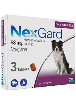 Жевательные таблетки от блох и клещей для собак весом 10-25 кг (L) NexGard Merial (Нексгард) 3 таблетки 159901 2035432013 фото