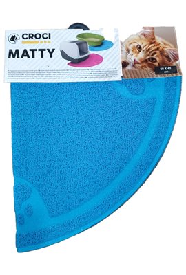 Килимок під туалет для котів Croci Matty 60х40, синій півколо 169395 2022597794 фото