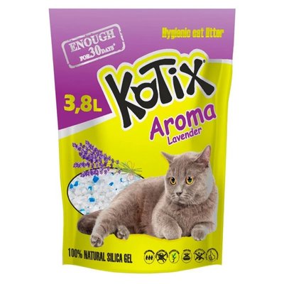 Силікагелевий наповнювач KOTIX для котів з лавандою Lavender 3.8 л 2114216707 фото