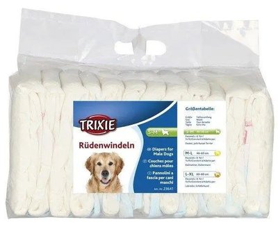 Trixie Підгузки для собак-хлопчиків 30-46 см, S-M, 12 шт (23641) 1688002893 фото
