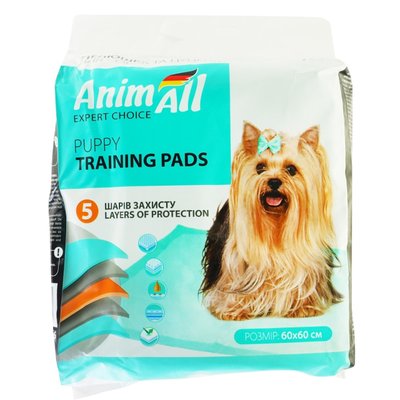 Пелюшки AnimAll Puppy Training Pads для собак та цуценят, 60 х 60 см, 10 штук 1366584337 фото