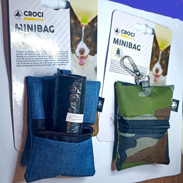 Міні-сумка для прогулянок з пакетами для фекалій CROCI MINIBAG 10х8 см + (1х20 пакетів) 120194 2073232426 фото