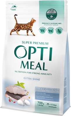 Сухой корм для взрослых кошек с высоким содержанием Трески 700 г OPTIMEAL ОПТИМИЛ 1599430264 фото