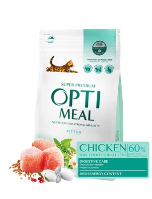 Сухой корм OPTIMEAL Super premium для котят с курицей ОПТИМИЛ 1,5 кг 1858072220 фото