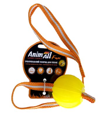 Іграшка AnimAll Fun м'яч-тренінг з шлейкой, жовтий, 6 см 1389646403 фото