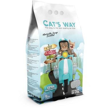 Бентонитовый наполнитель для котов CAT'S WAY Марсельское мыло + бирюзовые гранулы, 5л 1638654285 фото
