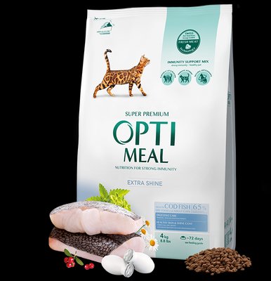 Сухий корм для дорослих котів з високим вмістом Трески 4 кг OPTIMEAL ОПТІМІЛ 1599430364 фото