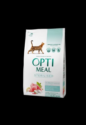 Сухий корм для стерилізованих кішок і кастрованих котів Індіка і вівес 1,5 кг OPTIMEAL ОПТИМІЛ 1599431229 фото