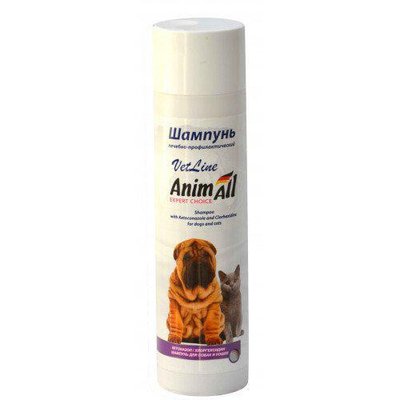 Шампунь AnimAll VetLine лікувальний з хлоргексидином і кетоконазолом для собак і кішок, Энимал Ветлайн 4619, 250 мл 1861501722 фото