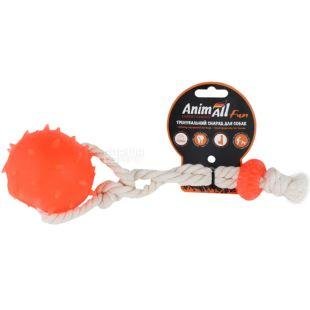Іграшка AnimAll Fun куля з канатом, помаранчевий, 8 см 1379518209 фото