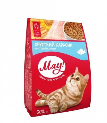 Сухой корм с Карасём для взрослых кошек 300 г Мяу 1351630370 фото