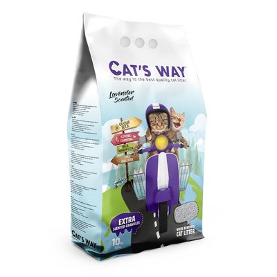 Бентонитовый наполнитель для котов CAT'S WAY Лаванда + фиолетовые гранулы, 10л 1630000632 фото