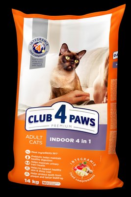 Сухой корм ПРЕМИУМ Indoor 4 в 1 для кошек, живущих в помещении 14 кг CLUB 4 PAWS Клуб 4 Лапы 1155297931 фото