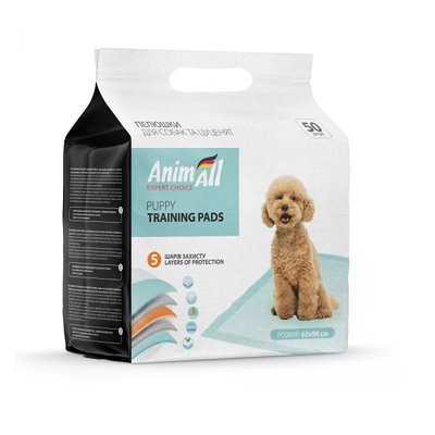 Пелюшки AnimAll Puppy Training Pads тренувальні для собак і цуценят, 60х90 см, 50 штук 1887288296 фото