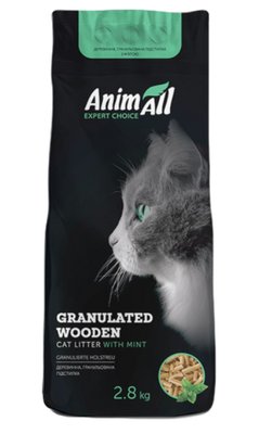 Древесный наполнитель с ароматом мяты Animall для котов 2.8 кг Энимал 1356343031 фото