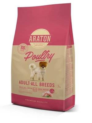 Повноцінний сухий корм для дорослих собак усіх порід ARATON POULTRY Adult All Breeds 3 кг (ART45963) 1739793184 фото