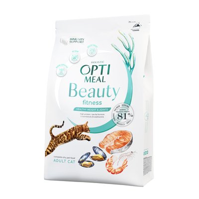 Optimeal Beauty Fitness Healthy Weight & Joints Cухий беззерновий корм з морепродуктами для дорослих котів, 4 кг 1679129085 фото