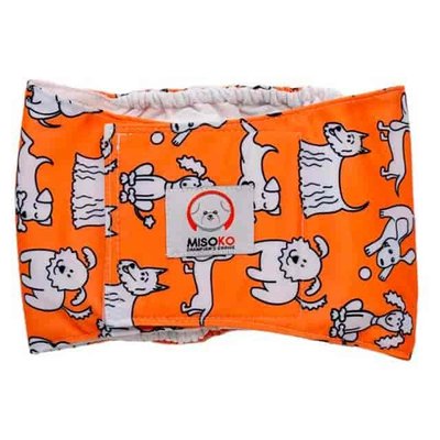 Підгузник багаторазовий для собак-кобелів розмір L Misoko&Co (помаранчеві цуценята) 634187 1794894416 фото