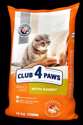 Сухой корм с Кроликом для взрослых кошек 14 кг CLUB 4 PAWS Клуб 4 Лапы 1155308556 фото