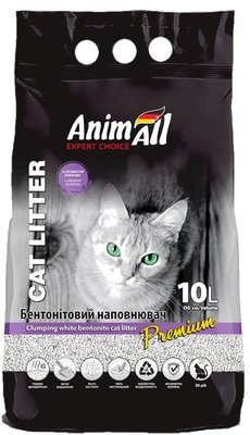 Наполнитель для котов 10 л Бентонитовый белый Animall с ароматом лаванды 1655322773 фото