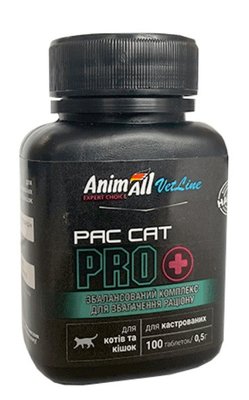 AnimAll VetLine PAC CAT PRO Сплансований комплекс для кастрованих котів 100 таб х 0,5 г 1609434583 фото