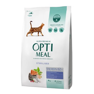Сухой корм для стерилизованных кошек и кастрированных котов Лосось OPTIMEAL (ОПТИМИЛ) 4 кг 1925465106 фото
