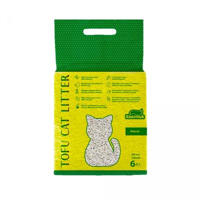 Соєвий наповнювач Тофу Натурал Хвостик Tofu Cat Litter Natural для котячого туалету, 2.6 кг/6 л (167651) 1795113088 фото