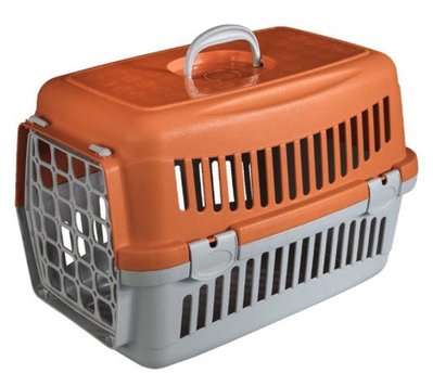 Перетягування для котів і собак до 12 кілограмів з пластиковими дверима Animall CNR-102 (48.5x32.5 см) сірково- оранжевий 1588807103 фото
