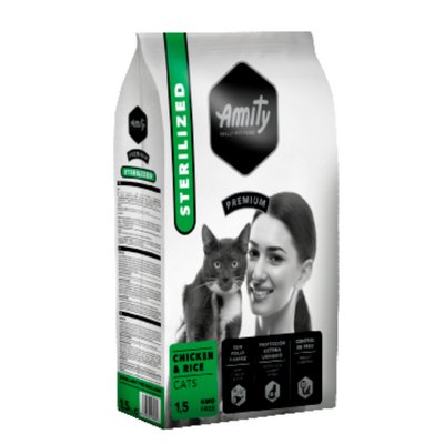 Сухий корм для стерилізованих котів Amity PREMIUM Chicken & Rice Cat Sterilized з куркою та рисом, 1.5 кг (*) 2355725446 фото