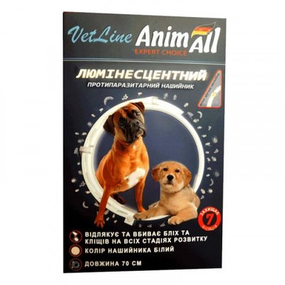 Ошейник противопаразитарный люминесцентный для кошек и собак 70см (действует до 7 мес) AnimAll VetLine 1391280097 фото