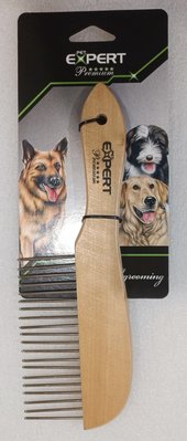 Рідкий Гребінець з дерев'яною ручкой TATRAPET Expert Dog Salon для котів та собак, 22х7 см, 482.09 2084646810 фото