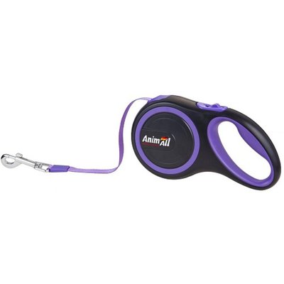Поводок-рулетка AnimAll для собак вагою до 15 кг, 3 м, S фіолетово-чорний, Енімал 1357726997 фото