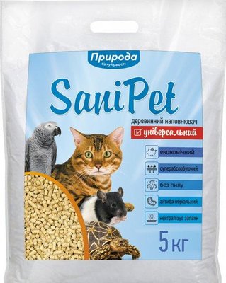 Деревний наповнювач Природа SaniPet універсальный для котів, гризунів і птахів 5 кг 1694839681 фото